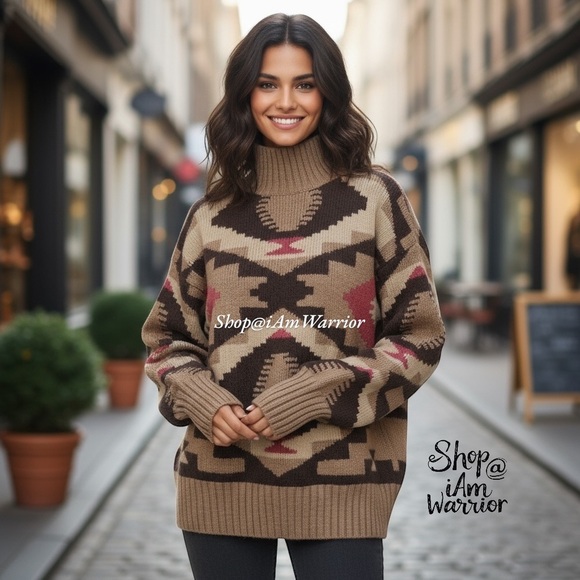 Banana Republic southwestern mock-neck wool pullover sweater *shop@ianwarrior - Picture 1 of 13